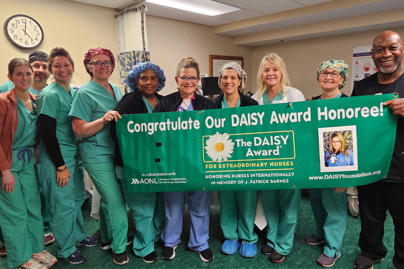 Nancy Morrison, RN, BSN, with the Beaufort Memorial Cath Lab team after her DAISY Award ceremony