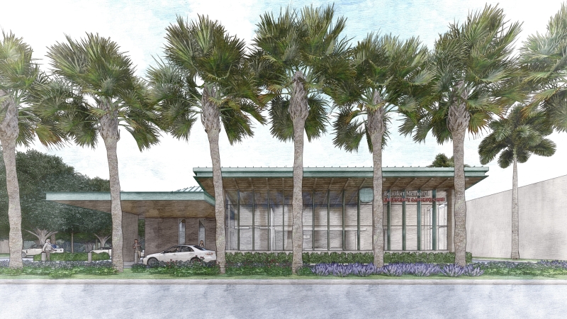 Approved Architectural Rendering of the Beaufort Memorial Emergency and Urgent Care to be built on Hilton Head Island (View from East)