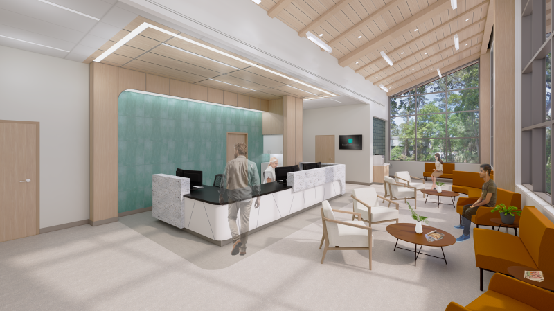 Rendering of the check-in at the Beaufort Memorial Emergency and Urgent Care on Hilton Head Island