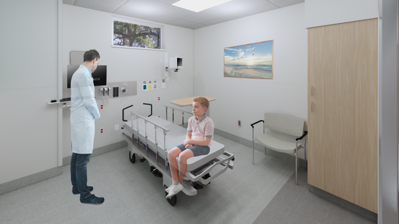 Rendering of an exam at the Beaufort Memorial Emergency and Urgent Care on Hilton Head Island