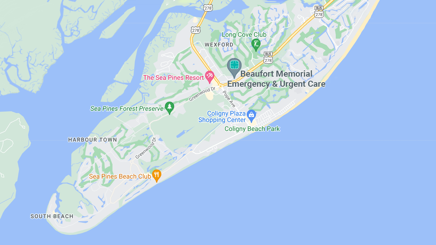 map with location for new Beaufort Memorial Emergency & Urgent Care