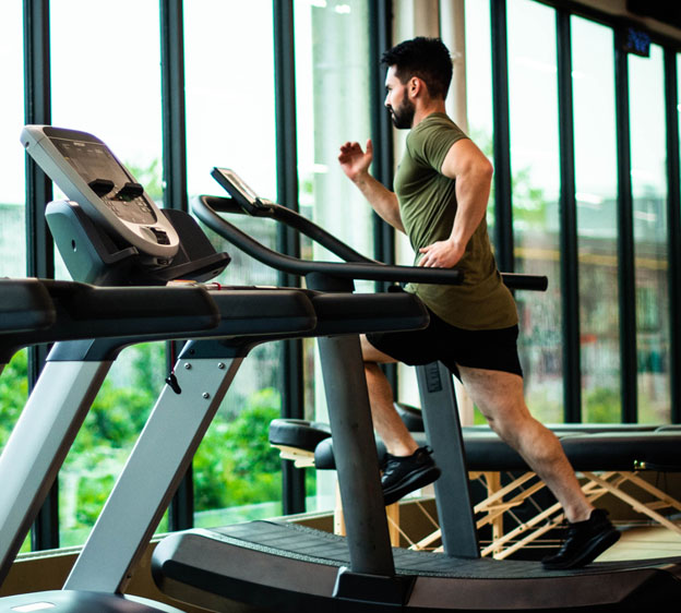 man running on a treadmill