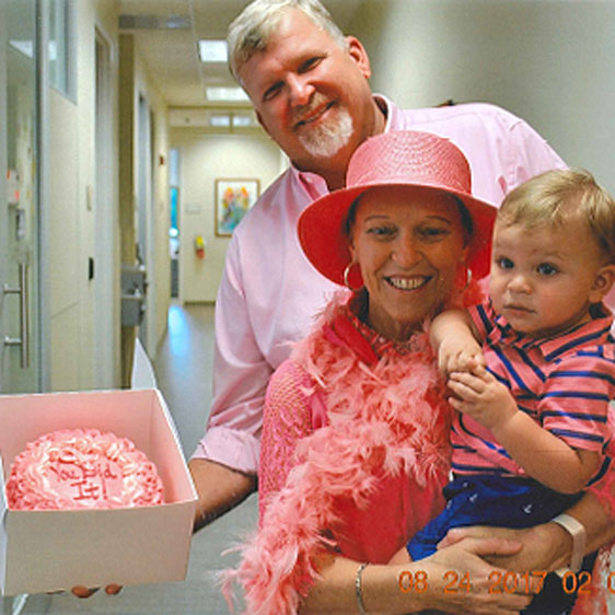 celebrating a breast cancer patient's last day of chemo