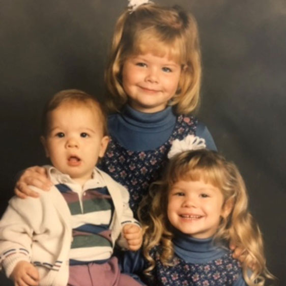 Chelsey Bates photographed with her brother and sister when they were young children