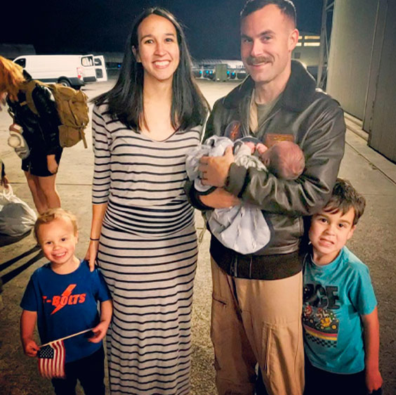 Claire Hardee, her husband, Theodore Sr., and their children, including the newborn “Tex” Hardee, Jr. photographed outside Beaufort Memorial