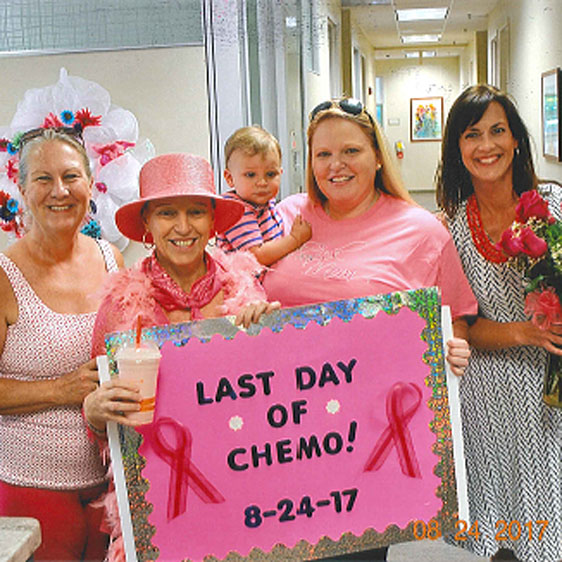 celebrating a breast cancer patient's last day of chemo