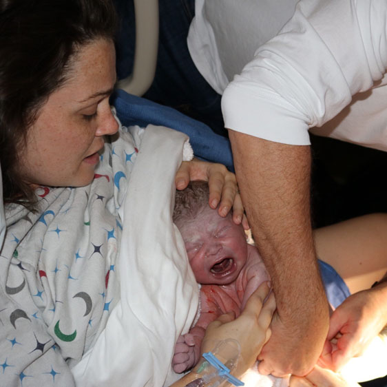 just after birth baby placed on mother's chest