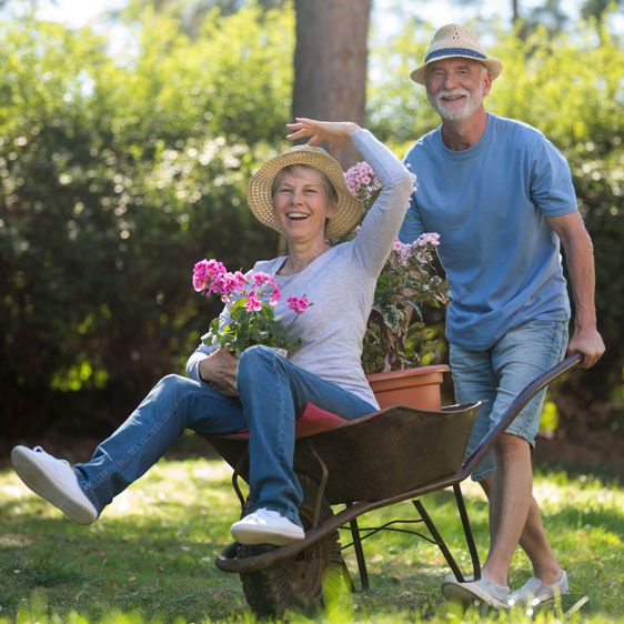 couple having fun gardening