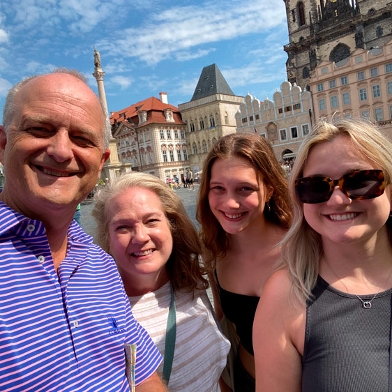 Dr. Michael Kaup photographed with his wife and daughters on vacation