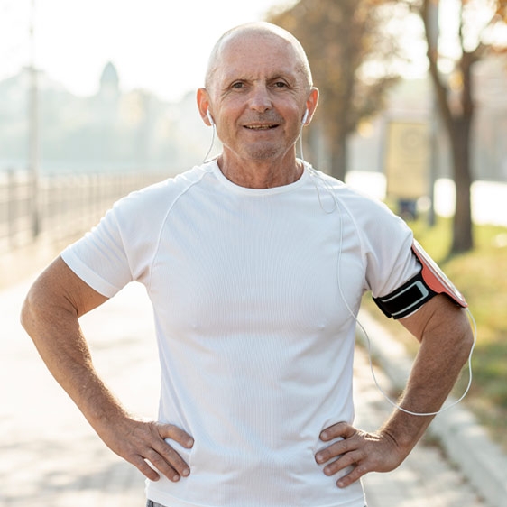 older man ready to exercise outdoors