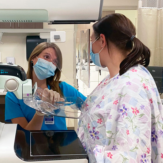 Woman receiving a 3D mammogram at Beaufort Memorial