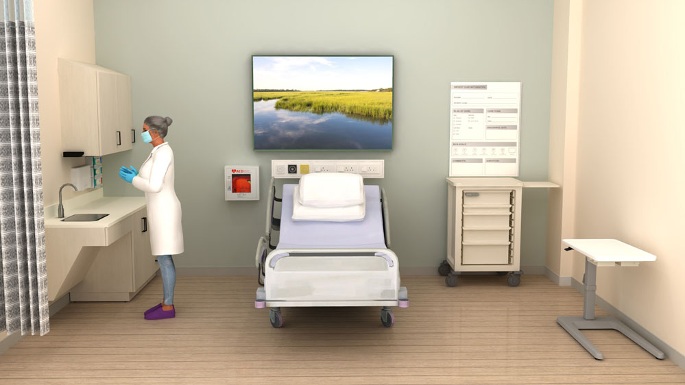 Rendering of a patient room