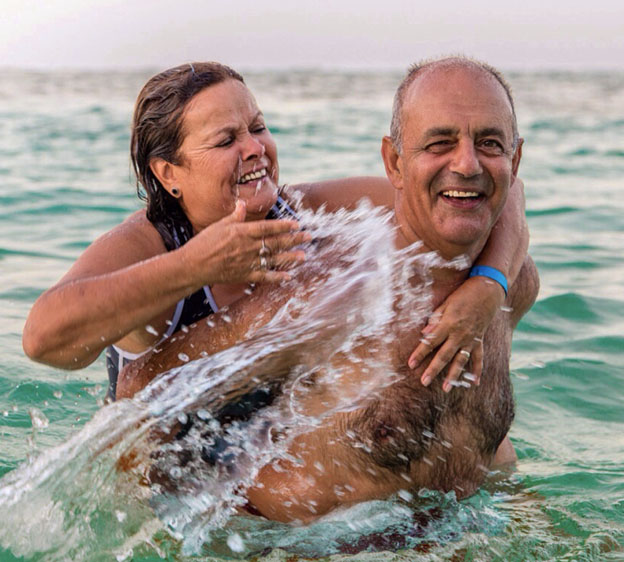 couple having fun in the water