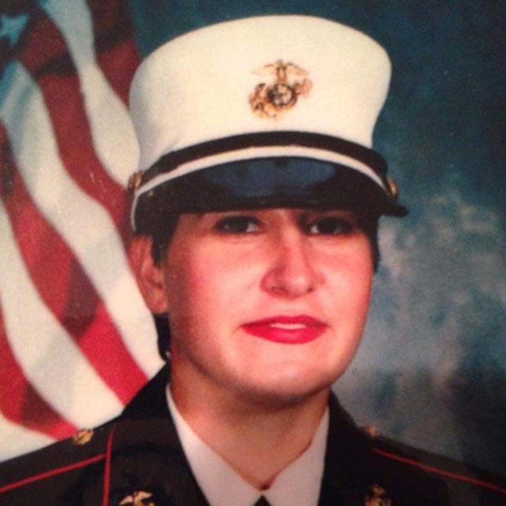 Tenaya “Tye” Adams photographed during her time in the Marine Corps in traditional uniforms