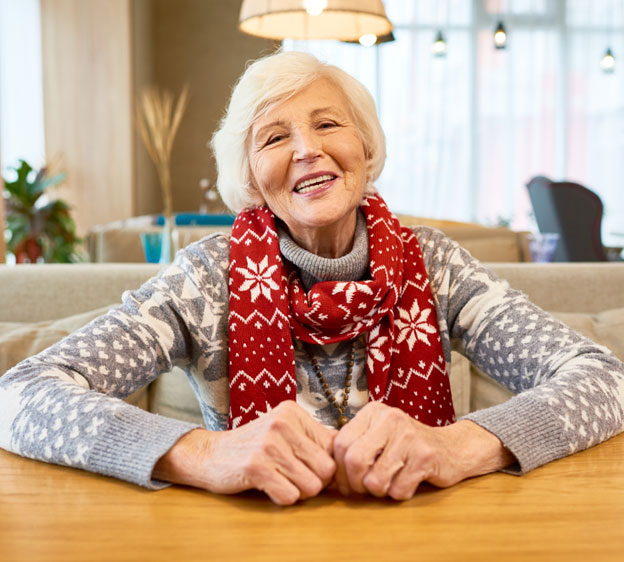 Older woman enjoying Christmas