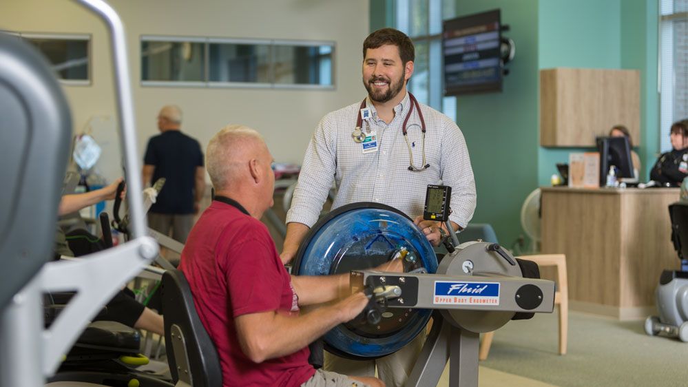 physical therapist working with an ortho rehab patient in the LifeFit Wellness Center