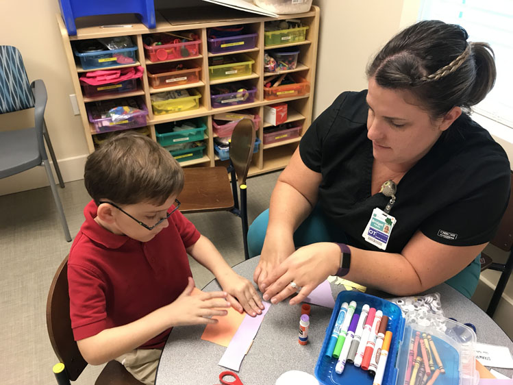 child working on language association