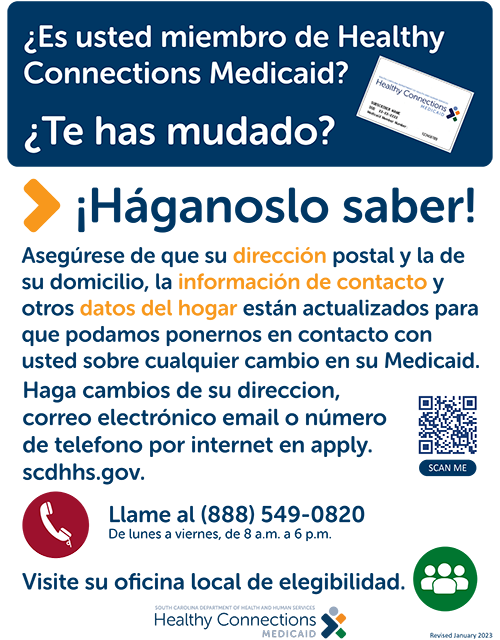 SC Change of Address Flyer - Spanish