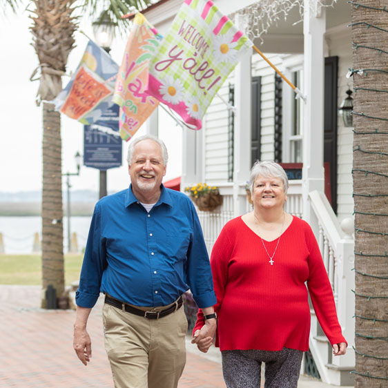 couple walking outside