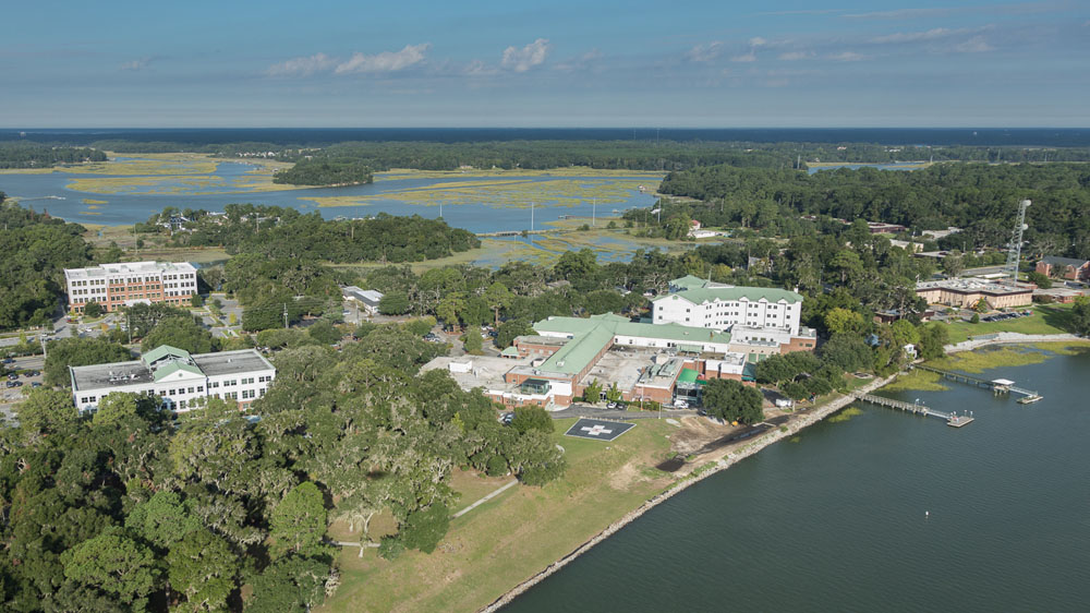 Aerial photo of hospital campus